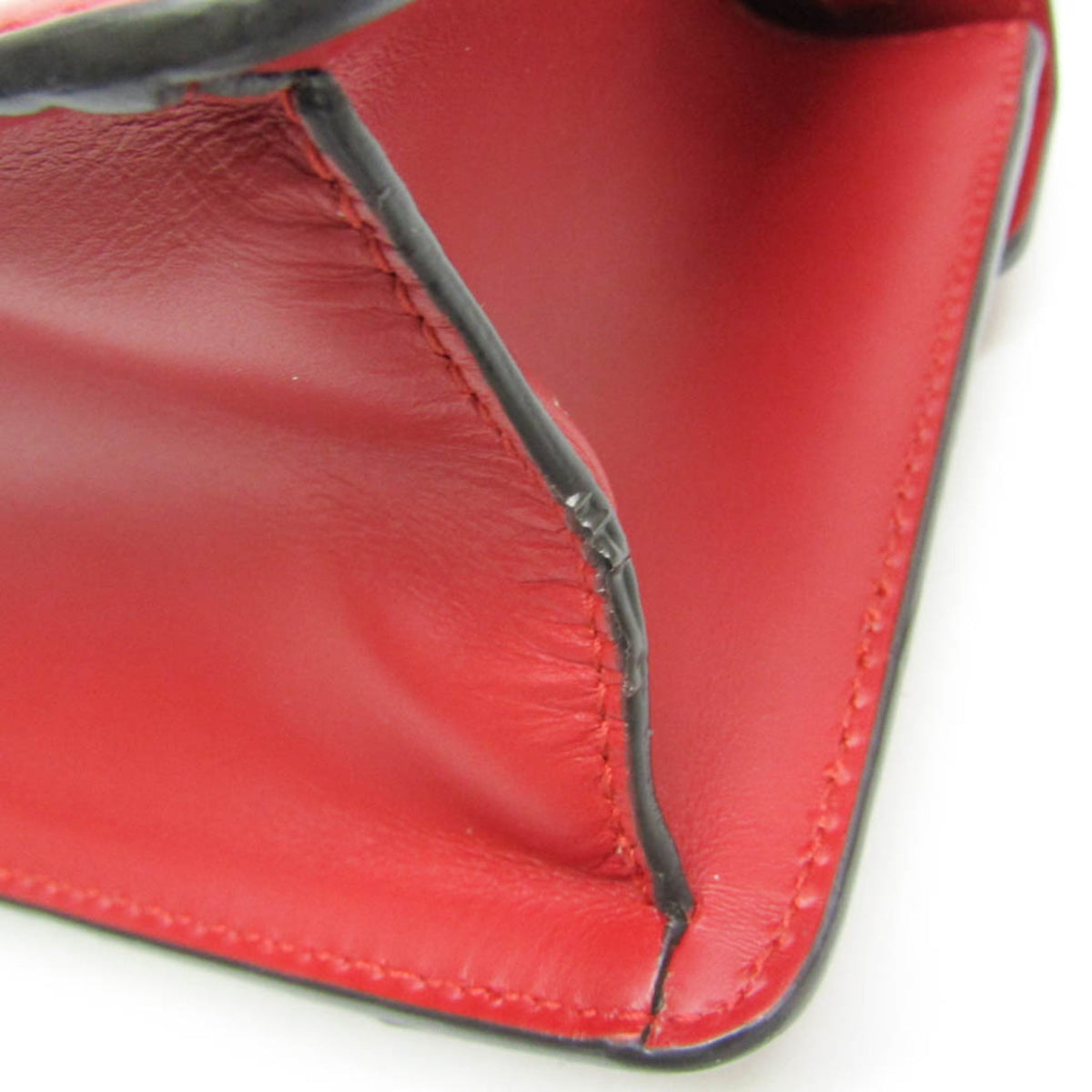 Gucci Sylvie Top Handle Leather Red Leather Handbag (Pre-Owned)
