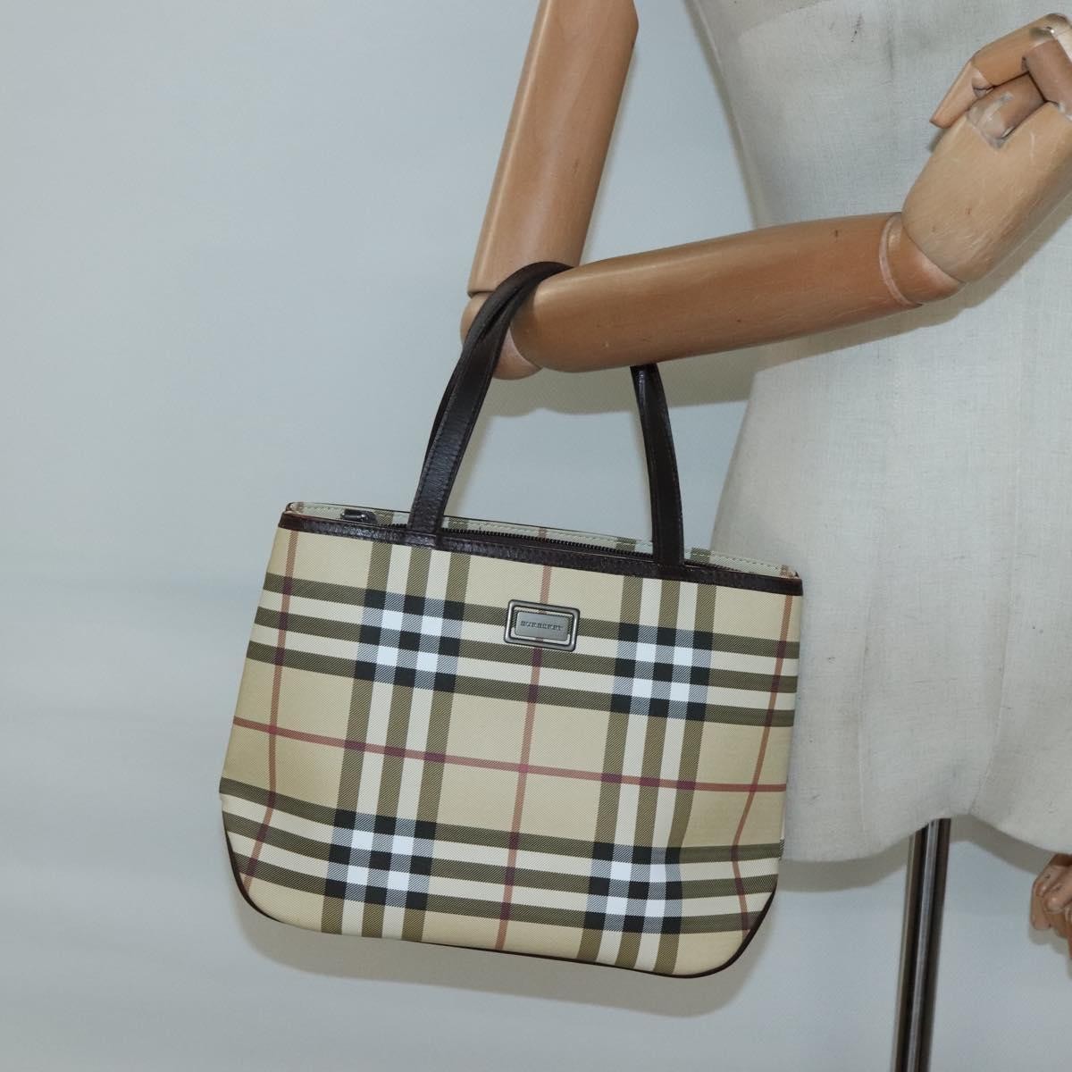 Burberry Nova Check Nova Check Canvas Beige Canvas Handbag (Pre-Owned)