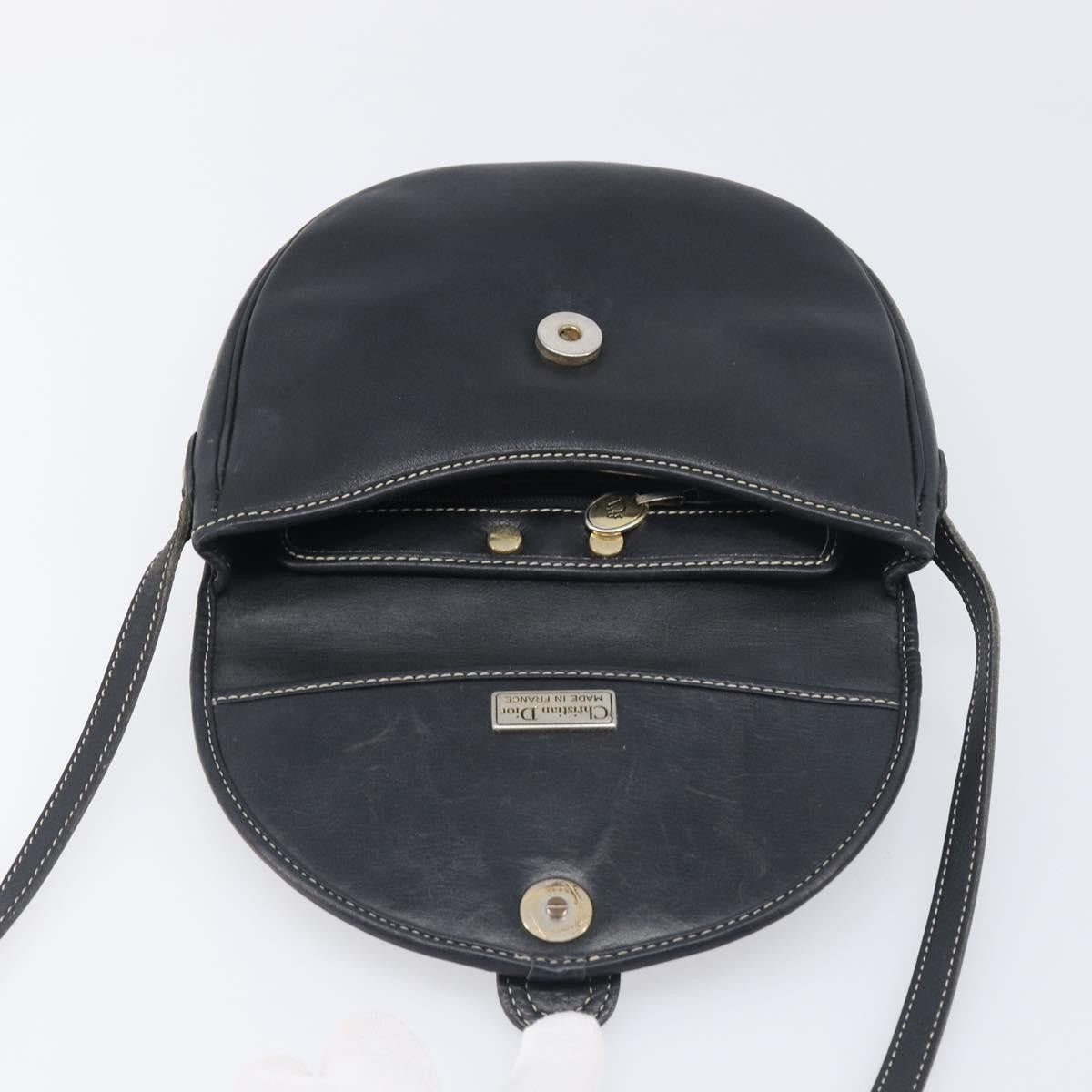 Christian Dior Vintage Cd Logo Leather Navy Leather Shoulder Bag Bag (Pre-Owned)