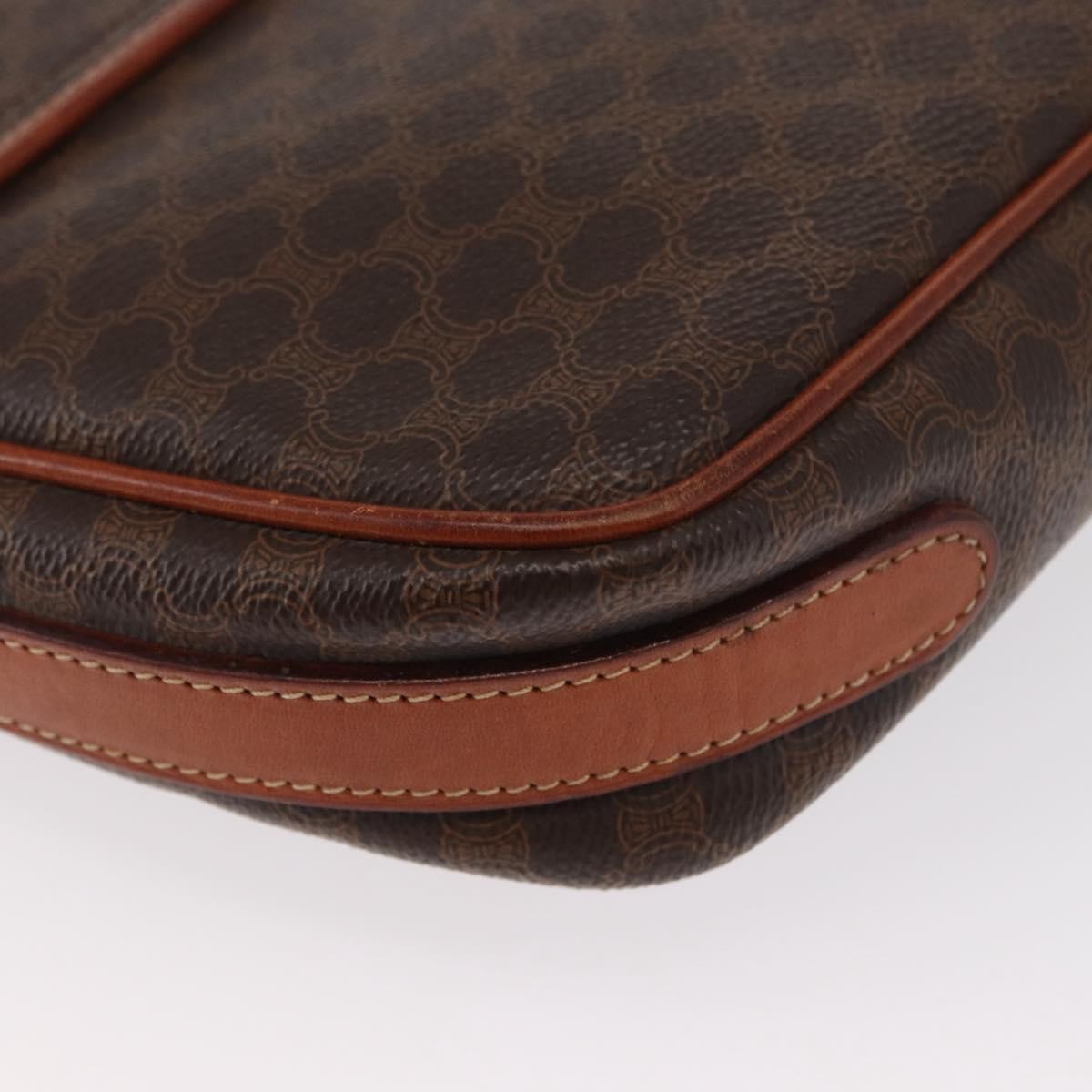 Celine Vintage Macadam Canvas And Leather Brown Canvas Shoulder Bag Bag (Pre-Owned)
