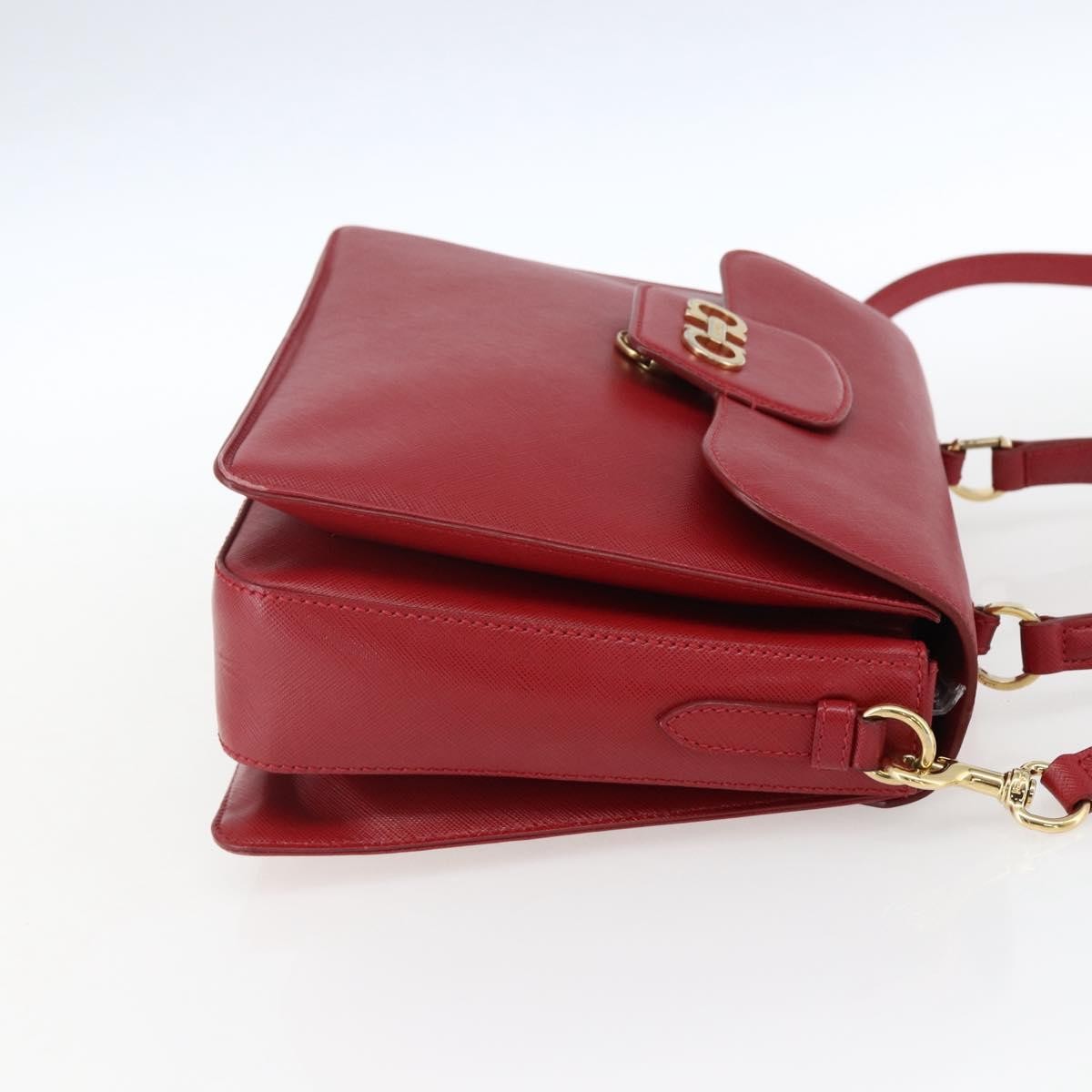 Salvatore Ferragamo Gancini Leather Red Leather Handbag (Pre-Owned)