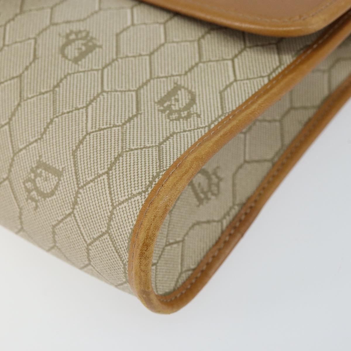 Christian Dior Vintage Honeycomb Flap Canvas And Leather Beige Canvas Shoulder Bag Bag (Pre-Owned)