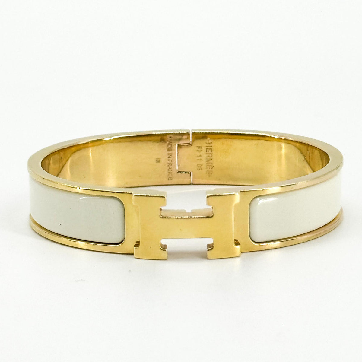 Hermes Clic H Fusion Enamel Gold Metal Bracelet Jewelry (Pre-Owned)