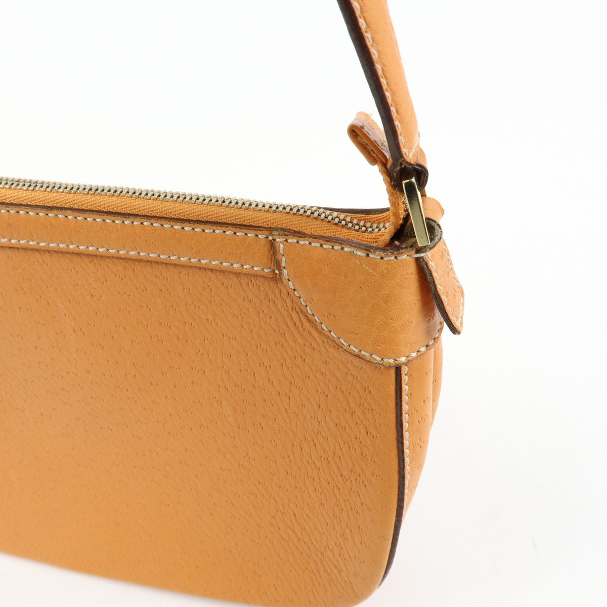 Salvatore Ferragamo Gancini Top Handle Leather Orange Leather Handbag (Pre-Owned)