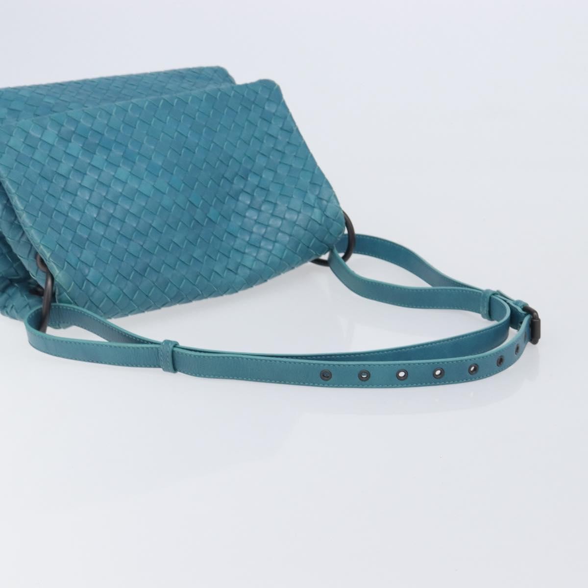 Bottega Veneta Adjustable Flap Intrecciato Nappa Blue Leather Shoulder Bag Bag (Pre-Owned)