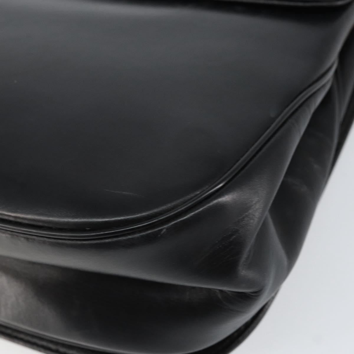 Christian Dior Vintage Chain Flap Diorissimo Canvas Black Leather Shoulder Bag Bag (Pre-Owned)