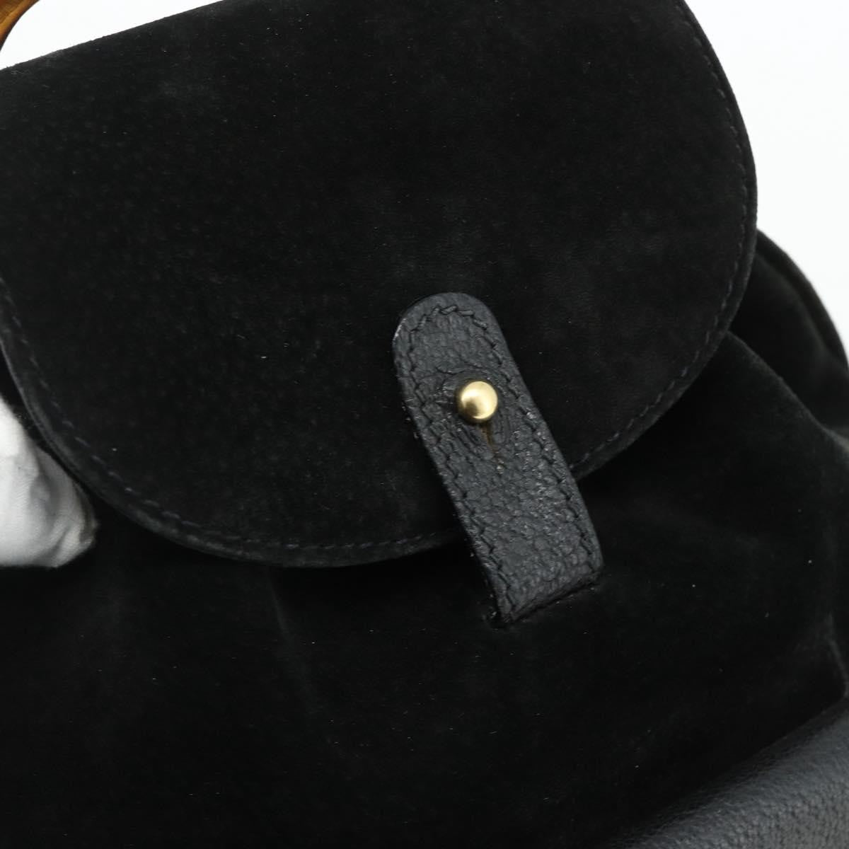 Gucci Gucci Bamboo Daim Black Suede Backpack Bag (Pre-Owned)