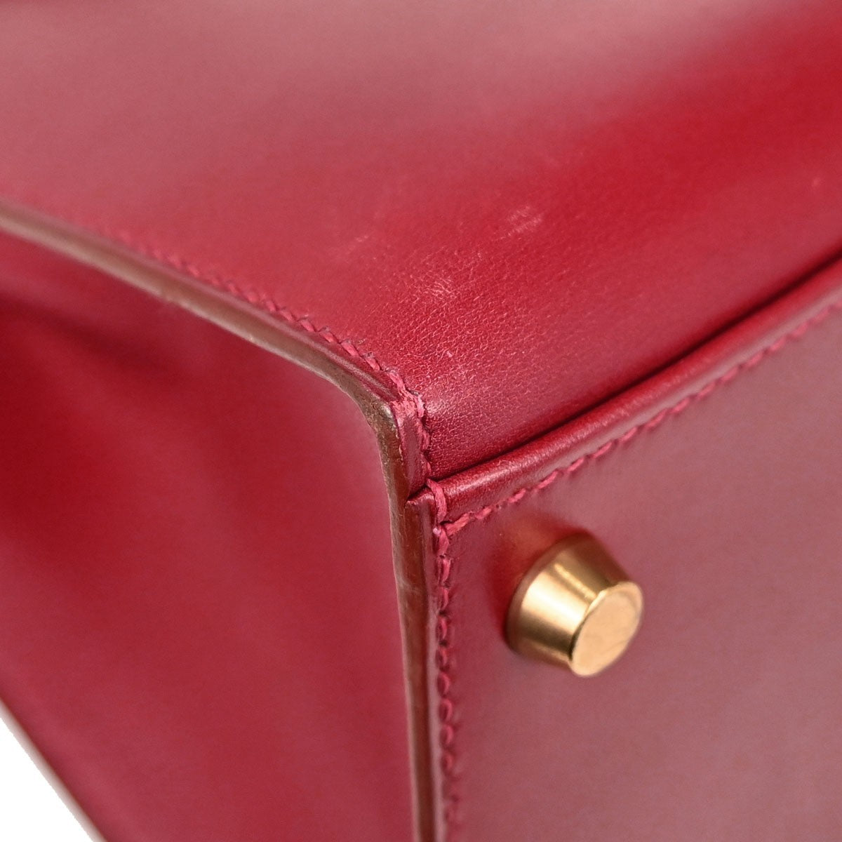 Hermes Kelly Red Box Calf With Gold Hardware Red Calfskin Handbag (Pre-Owned)