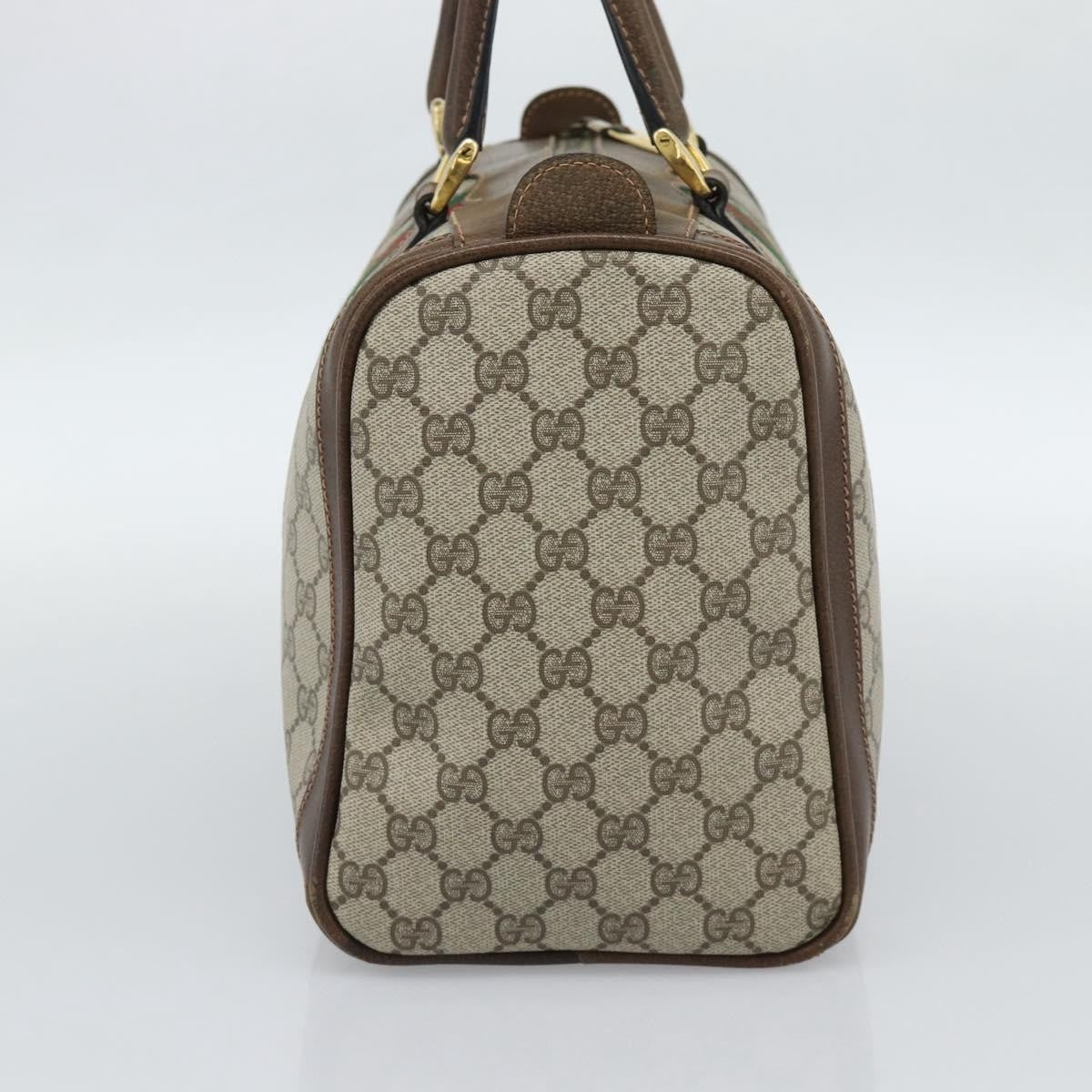 Gucci Vintage Web Boston Gg Coated Canvas Beige Canvas Handbag (Pre-Owned)