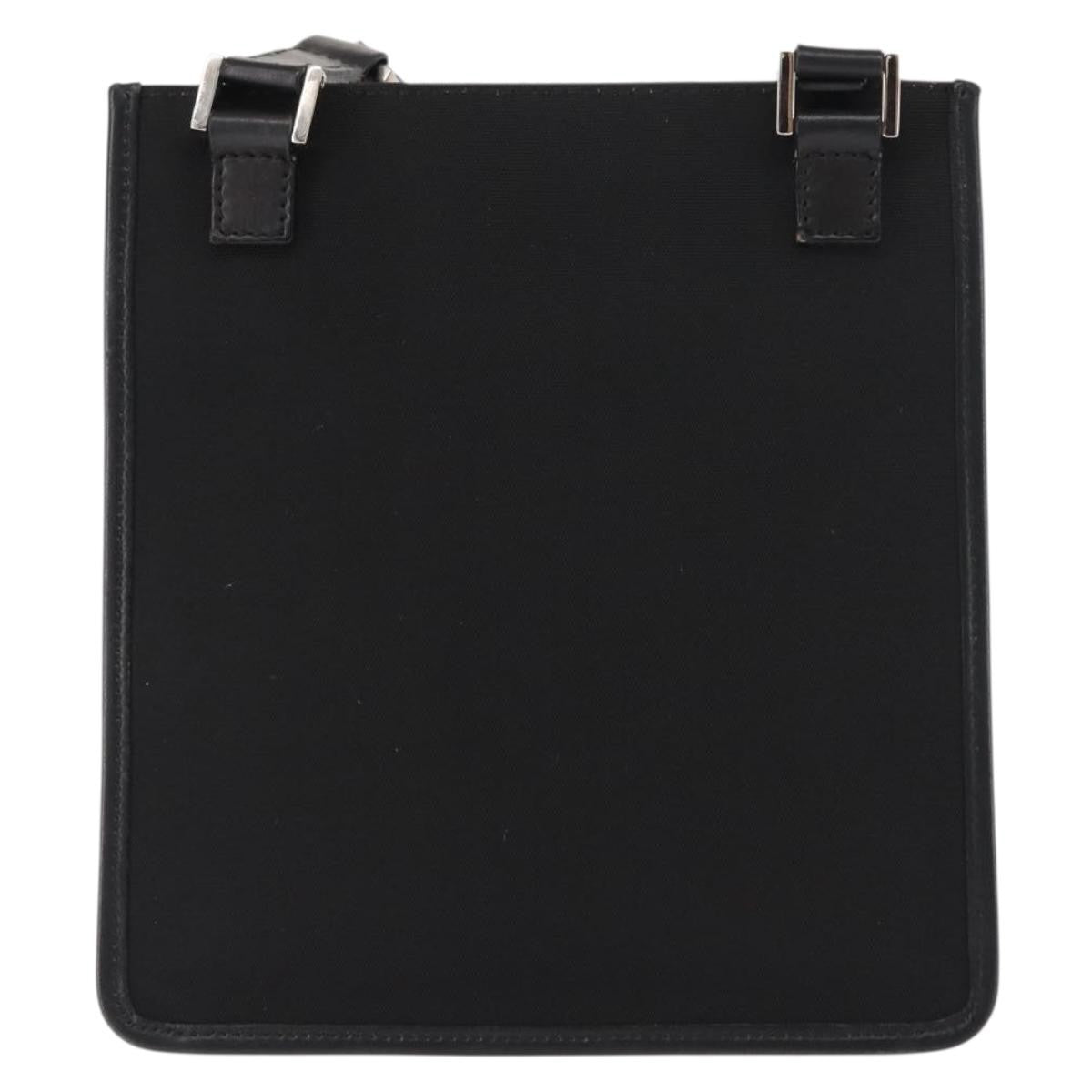 Gucci Vintage Flat Messenger Nylon And Leather Black Nylon Shoulder Bag Bag (Pre-Owned)