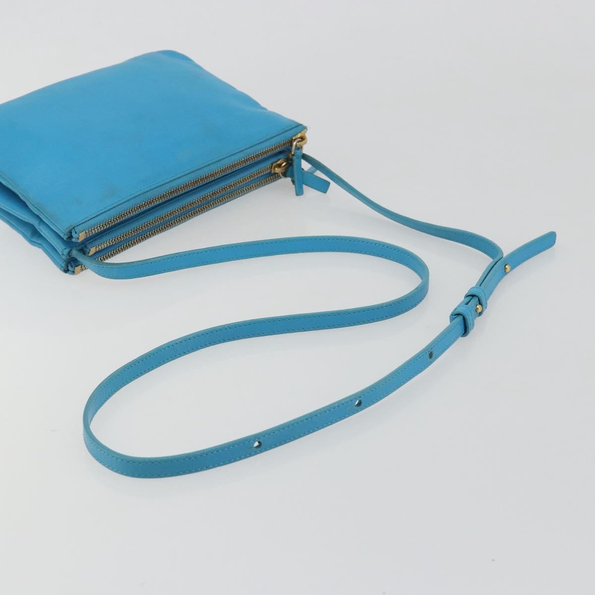 Celine Trio Leather Blue Leather Crossbody Bag Bag (Pre-Owned)