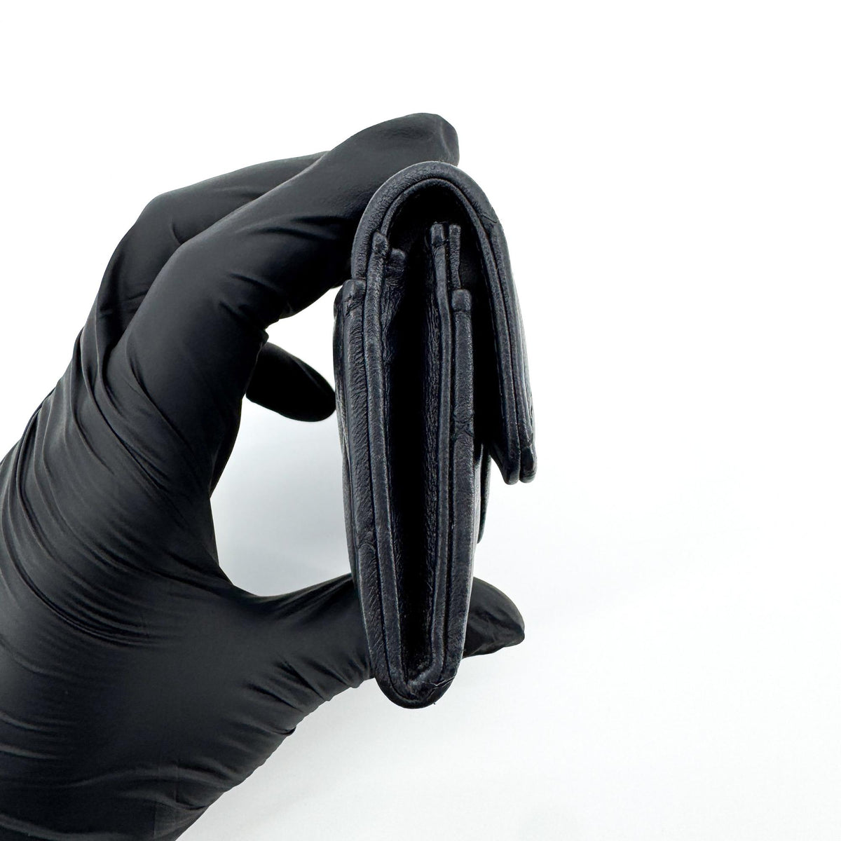 Chanel Classic Flap Card Holder Quilted Caviar Black Leather Card Holders Accessory (Pre-Owned)