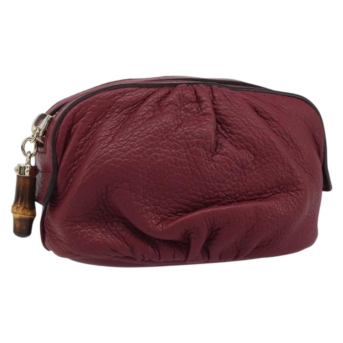 Gucci Bamboo Leather Purple Leather Clutche & Pouche Bag (Pre-Owned)