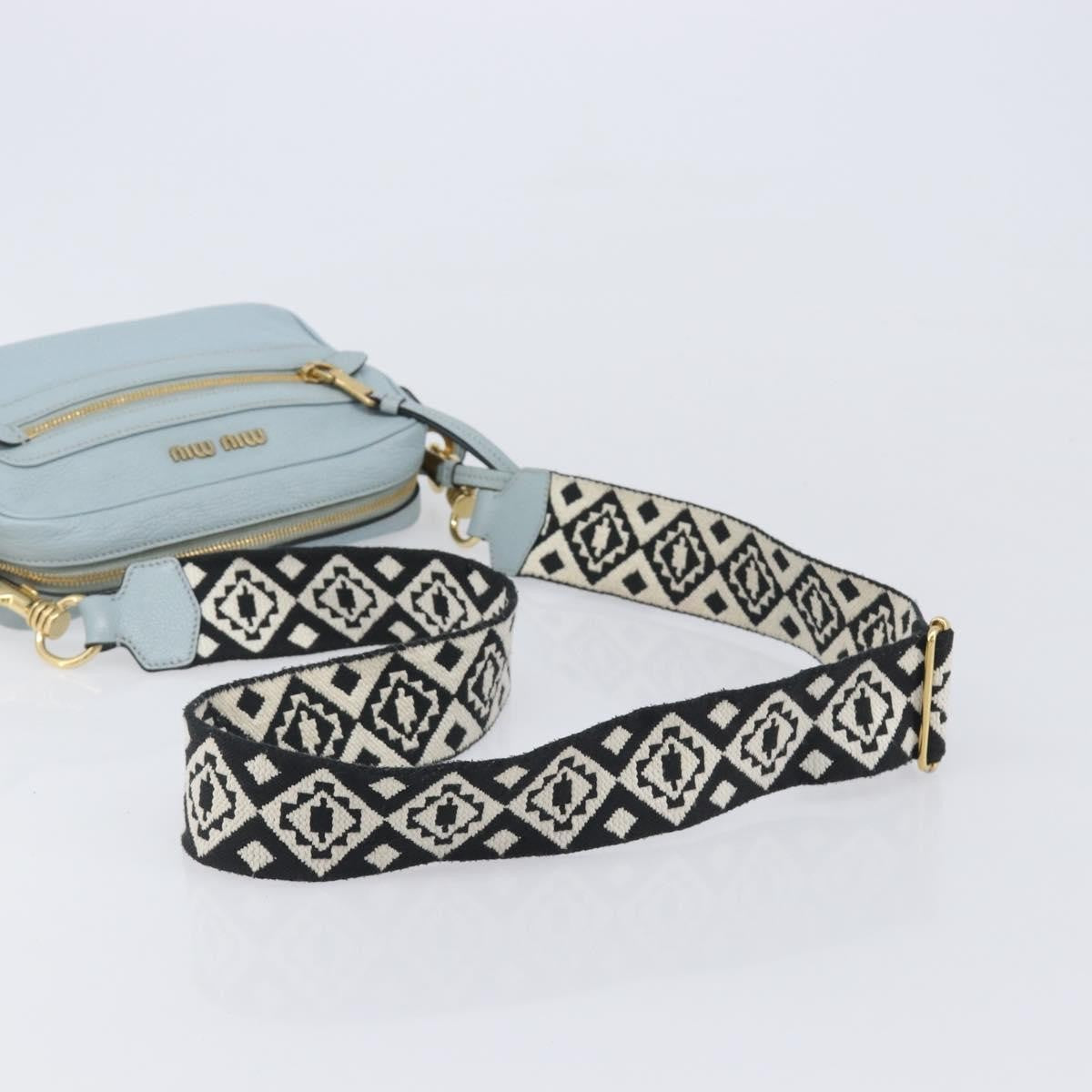 Miu Miu Madras Zip Pocket Leather Blue Leather Crossbody Bag Bag (Pre-Owned)