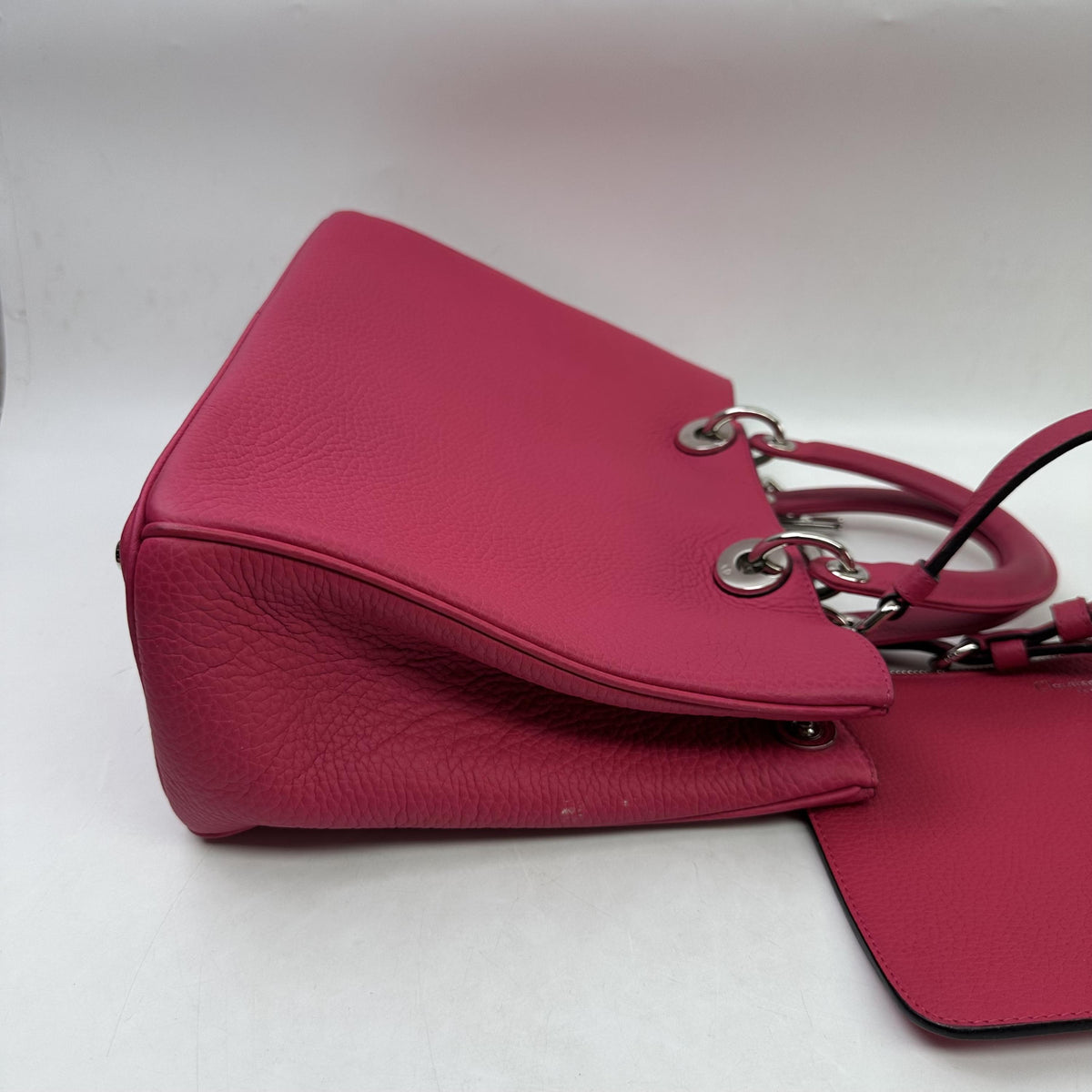 Christian Dior Diorissimo Leather With Sequins Pink Leather Tote Bag Bag (Pre-Owned)