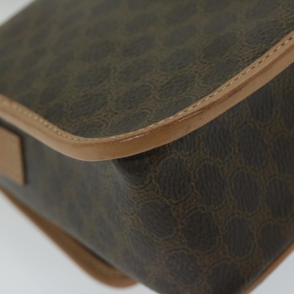Celine Vintage Macadam Circle Logo Canvas And Leather Brown Canvas Shoulder Bag Bag (Pre-Owned)