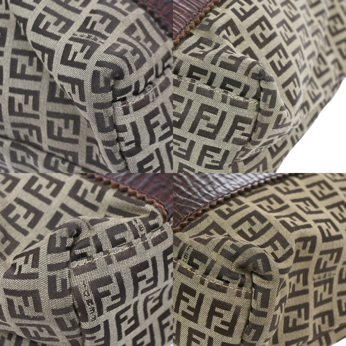 Fendi Open Zucchino Canvas Beige Canvas Tote Bag Bag (Pre-Owned)