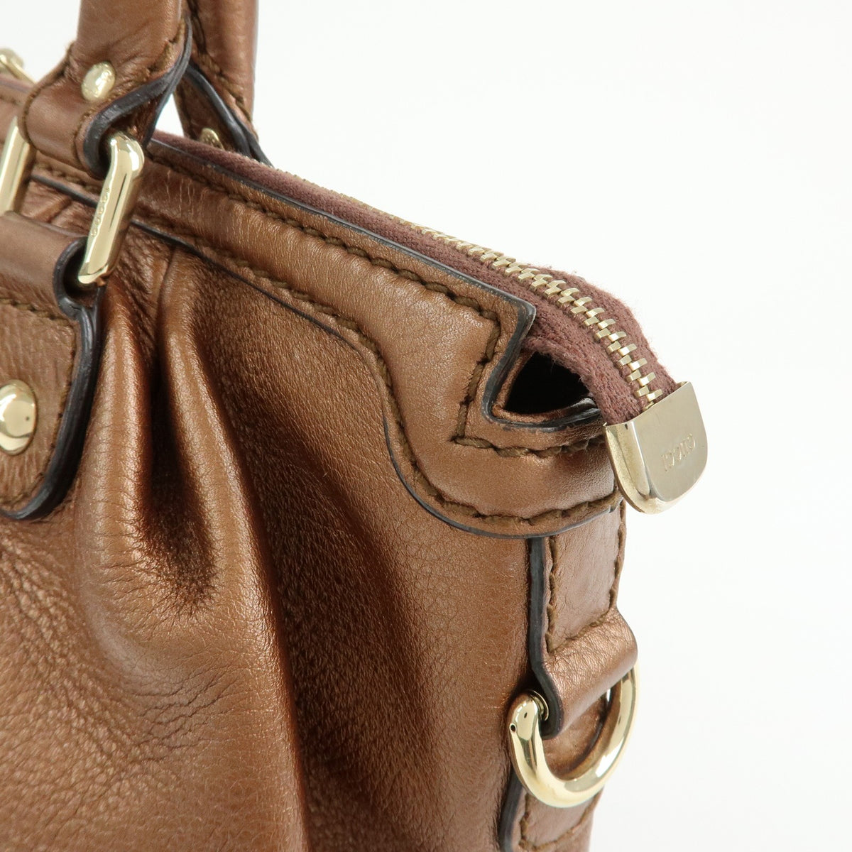 Gucci Sukey Top Handle Satchel Leather Brown Leather Handbag (Pre-Owned)
