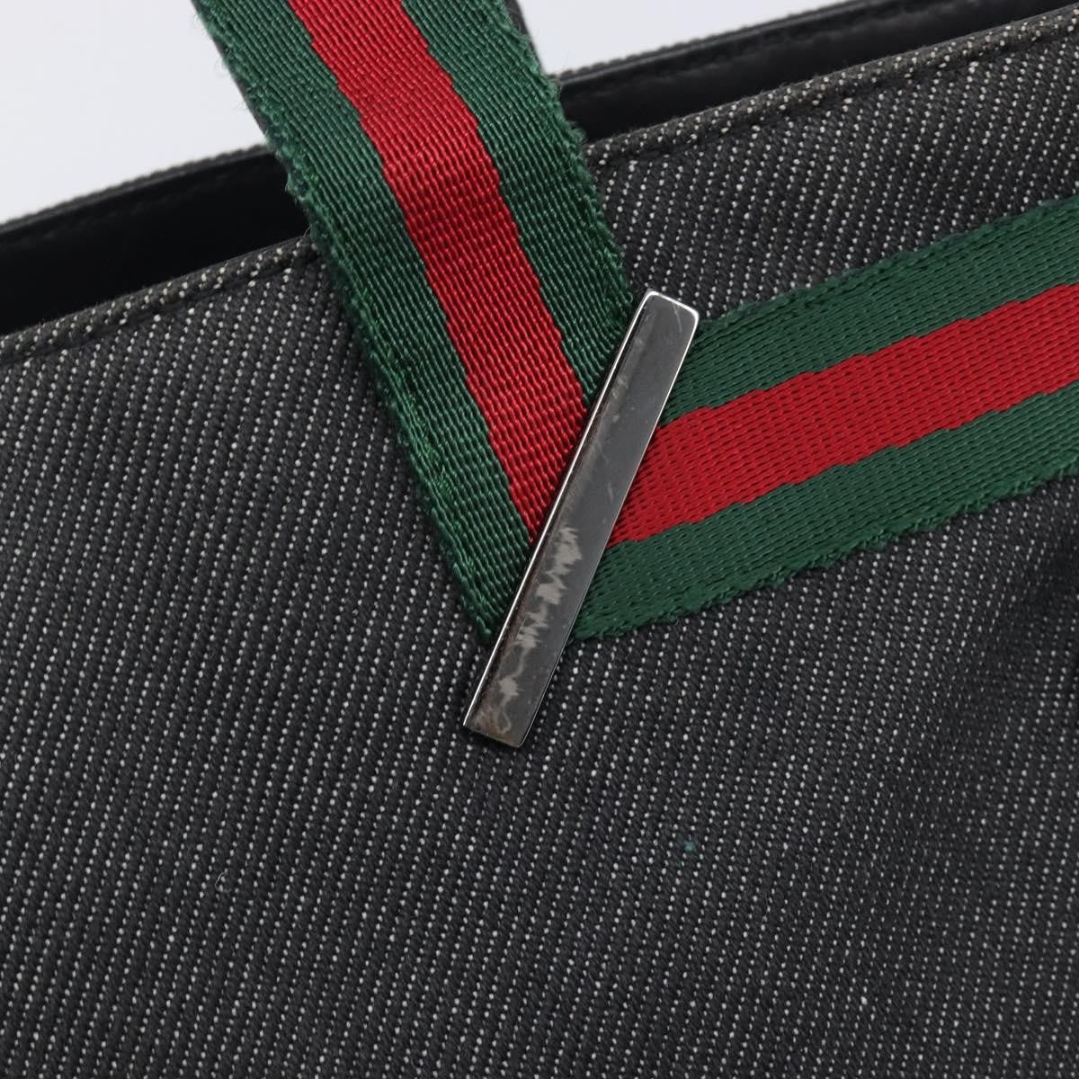 Gucci Sherry Line Tote Canvas Black Canvas Tote Bag Bag (Pre-Owned)