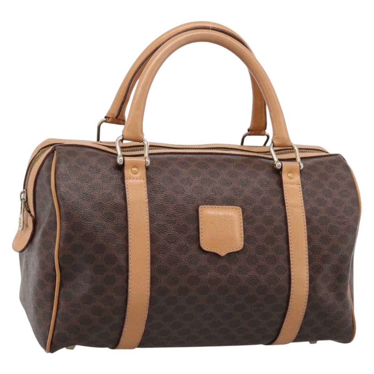Celine Boston Macadam Canvas Brown Canvas Travel Bag Bag (Pre-Owned)