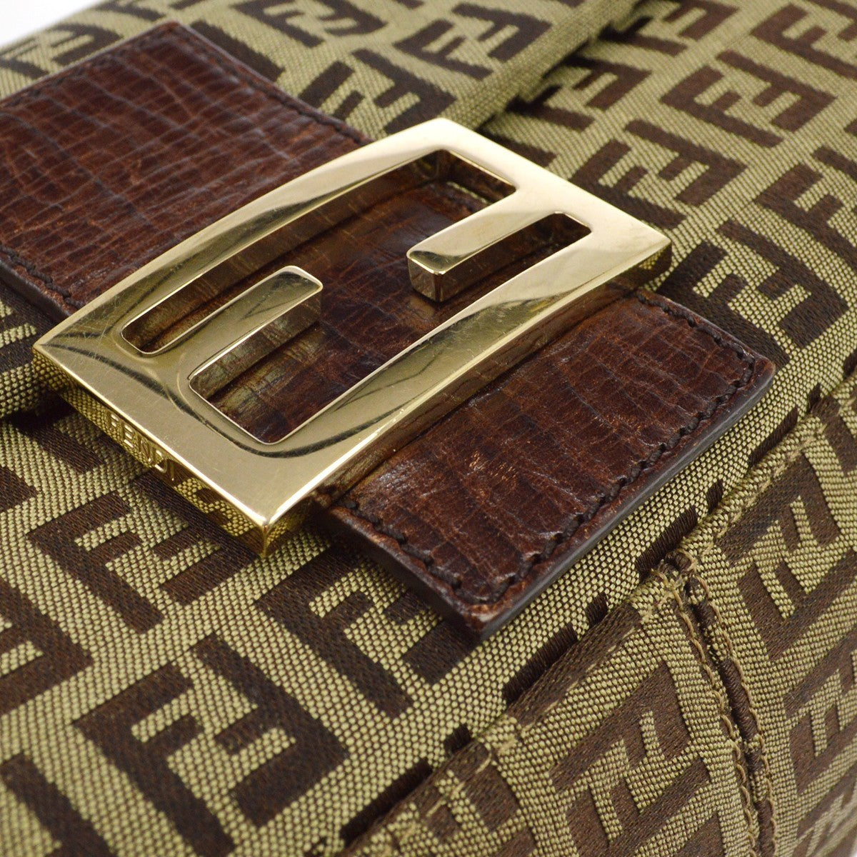 Fendi Zucchino Canvas Mamma Baguette Canvas Brown Canvas Shoulder Bag Bag (Pre-Owned)