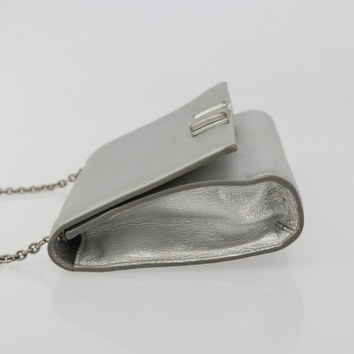 Salvatore Ferragamo Vara Chain Flap Leather Silver Leather Shoulder Bag Bag (Pre-Owned)