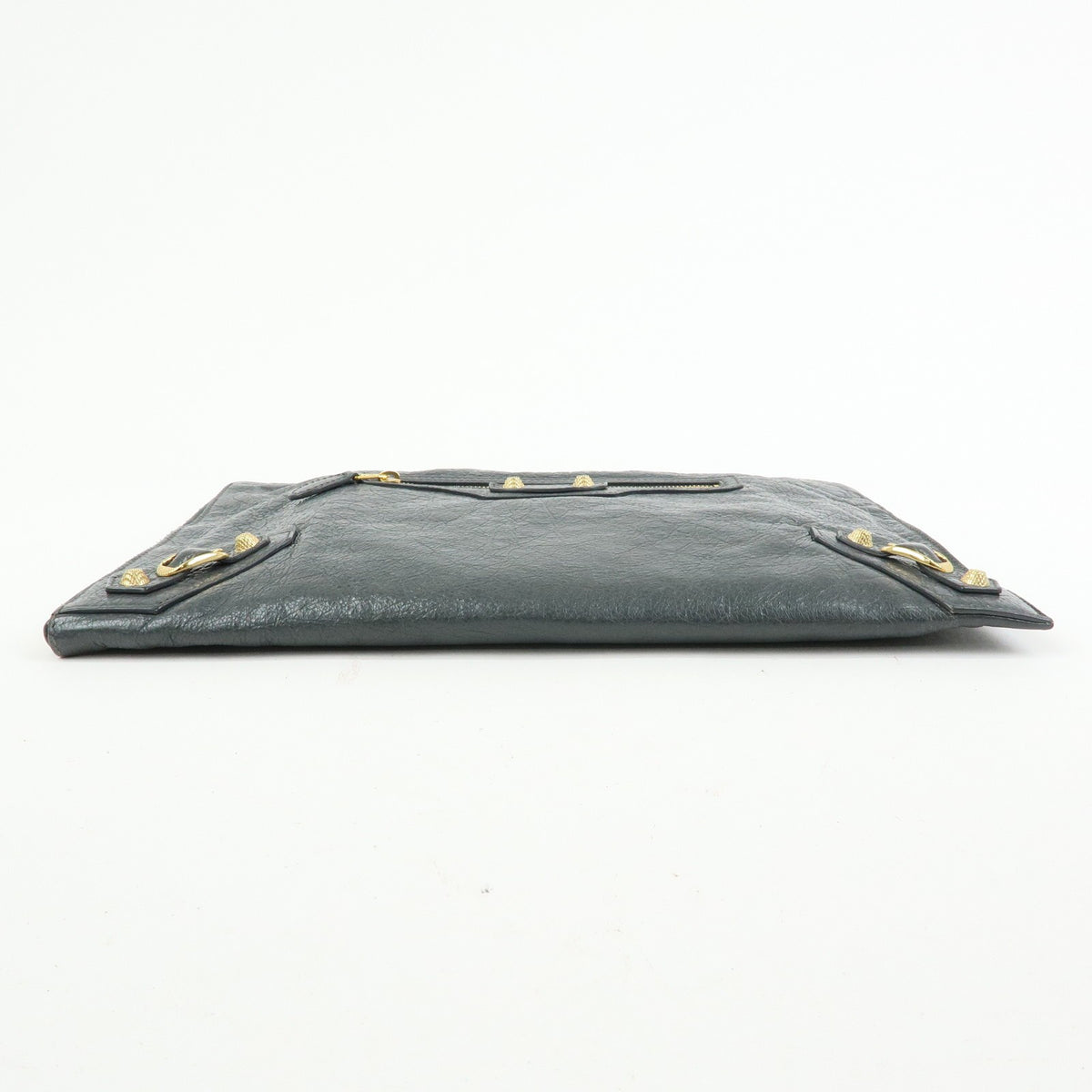 Balenciaga Zip Around Giant Studs Clutch Leather Gray Leather Clutche & Pouche Bag (Pre-Owned)