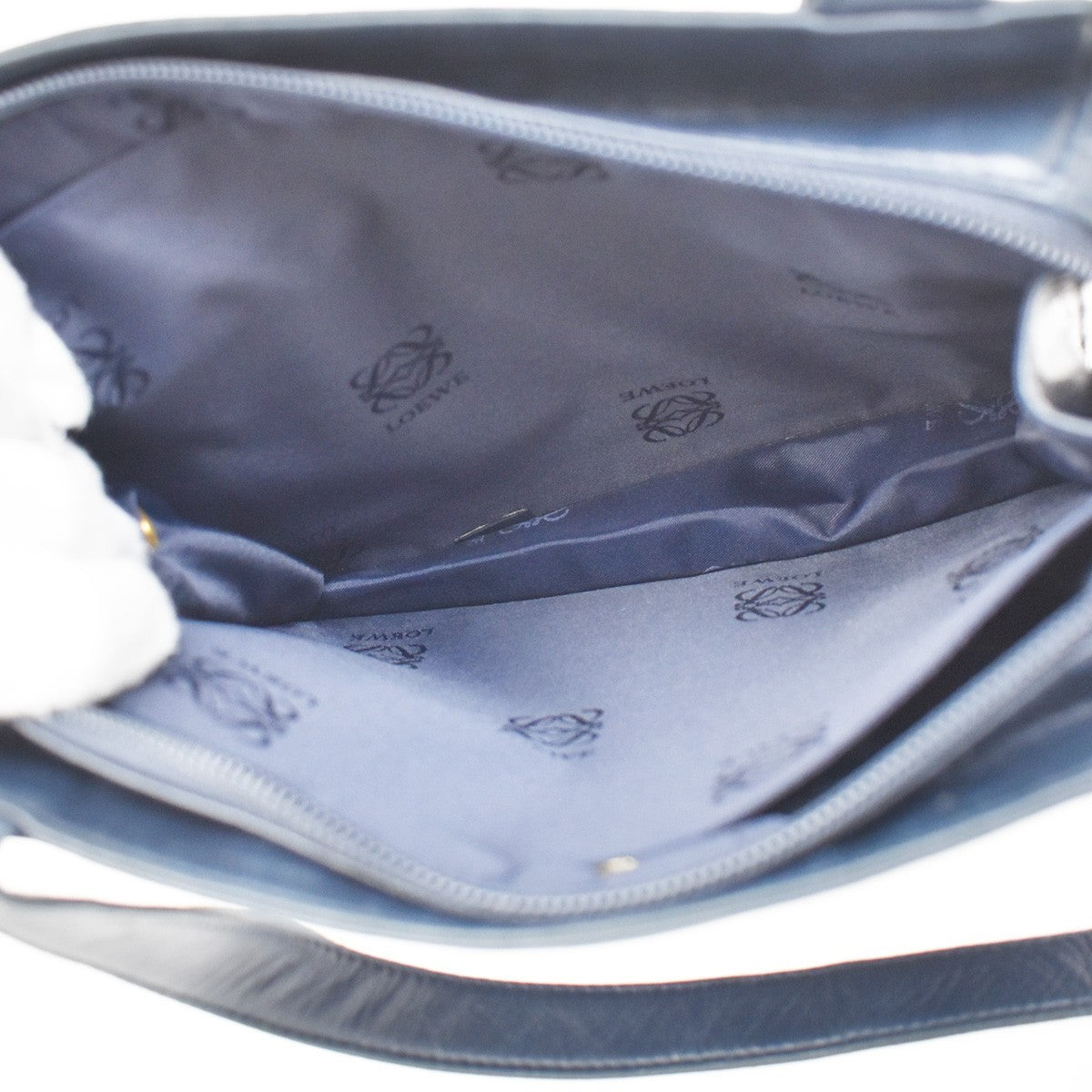 Loewe Vintage Anagram Zip Leather Navy Leather Crossbody Bag Bag (Pre-Owned)