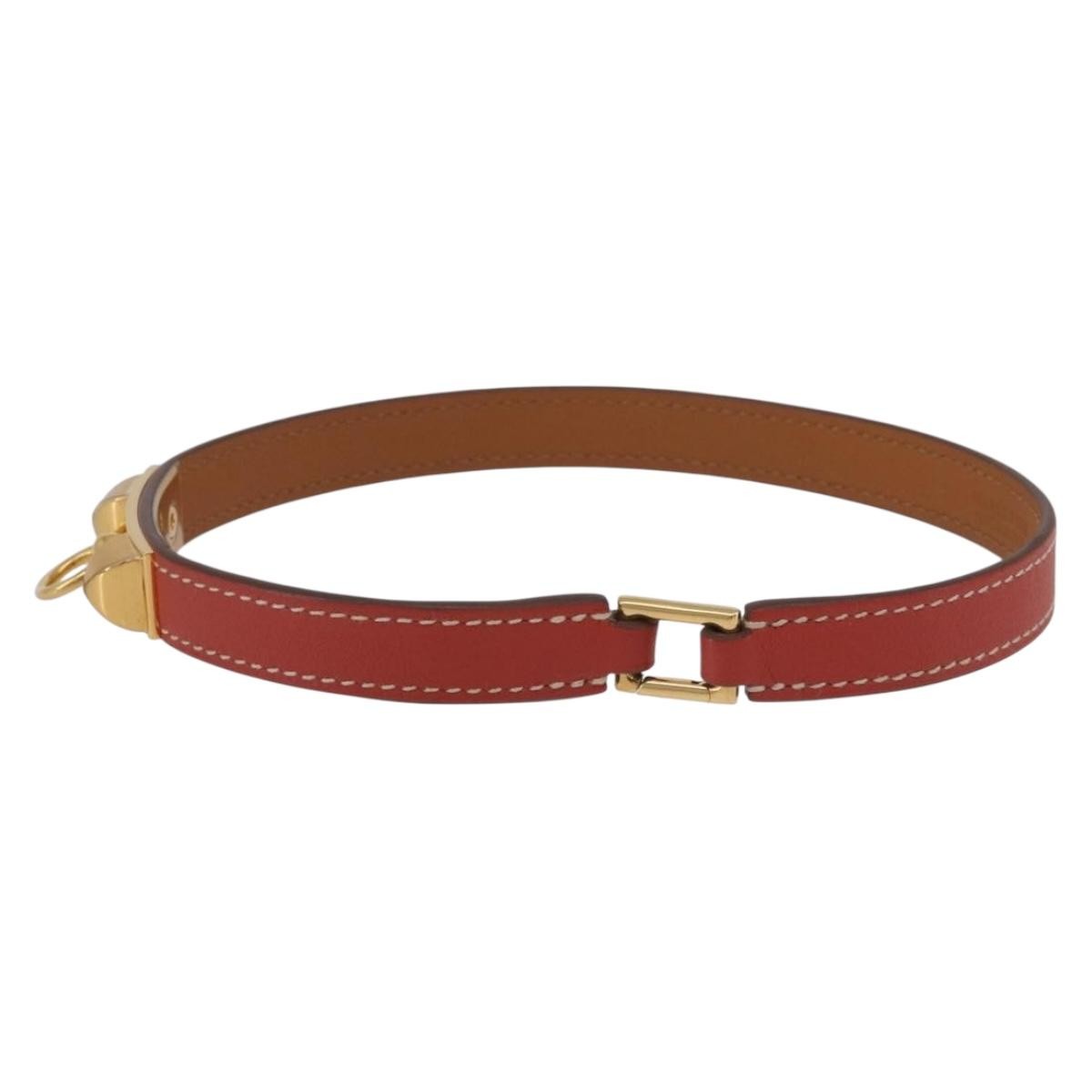 Hermes Rivale Double Tour Leather Red Leather Bracelet Jewelry (Pre-Owned)