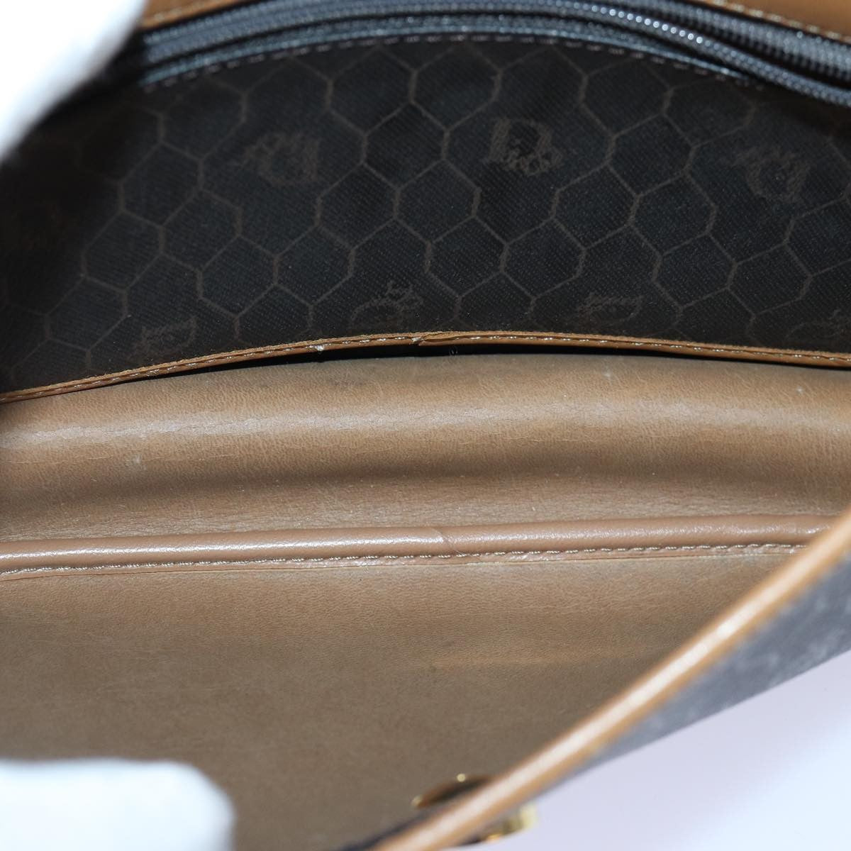 Christian Dior Vintage Honeycomb Canvas And Leather Black Canvas Shoulder Bag Bag (Pre-Owned)