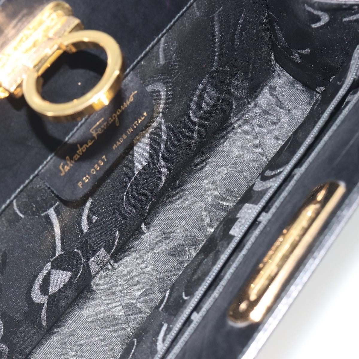 Salvatore Ferragamo Vintage Gancini Chain Leather Black Leather Shoulder Bag Bag (Pre-Owned)