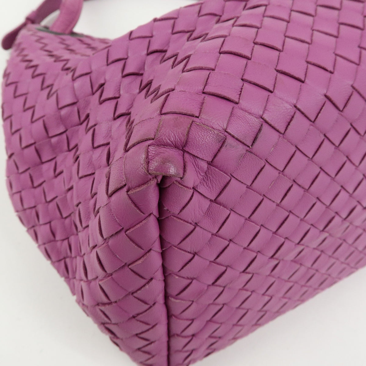 Bottega Veneta Garda Intrecciato Nappa Purple Leather Handbag (Pre-Owned)