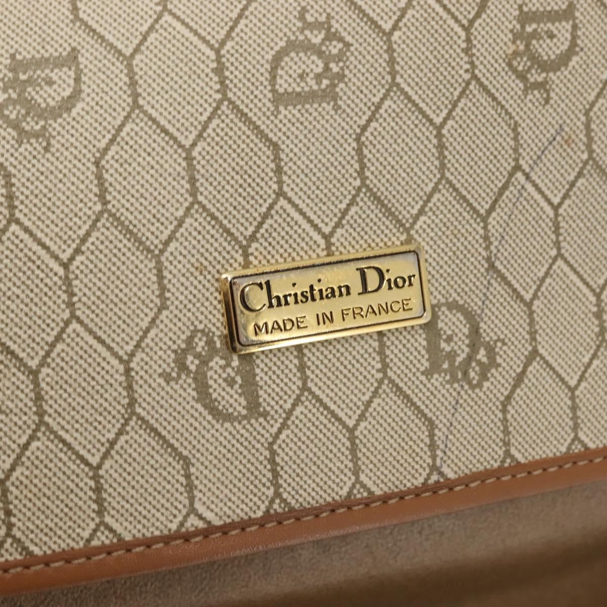 Christian Dior Vintage Honeycomb Flap Coated Canvas Beige Canvas Bag (Pre-Owned)