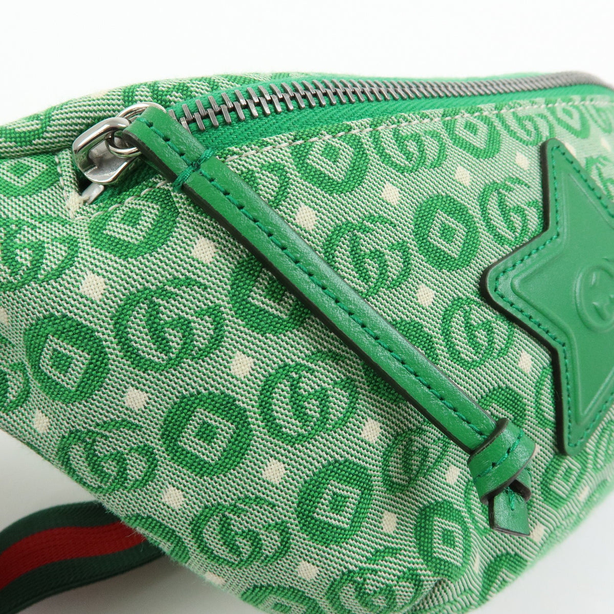 Gucci Children's Belt Printed Gg Coated Canvas Green Canvas Handbag (Pre-Owned)