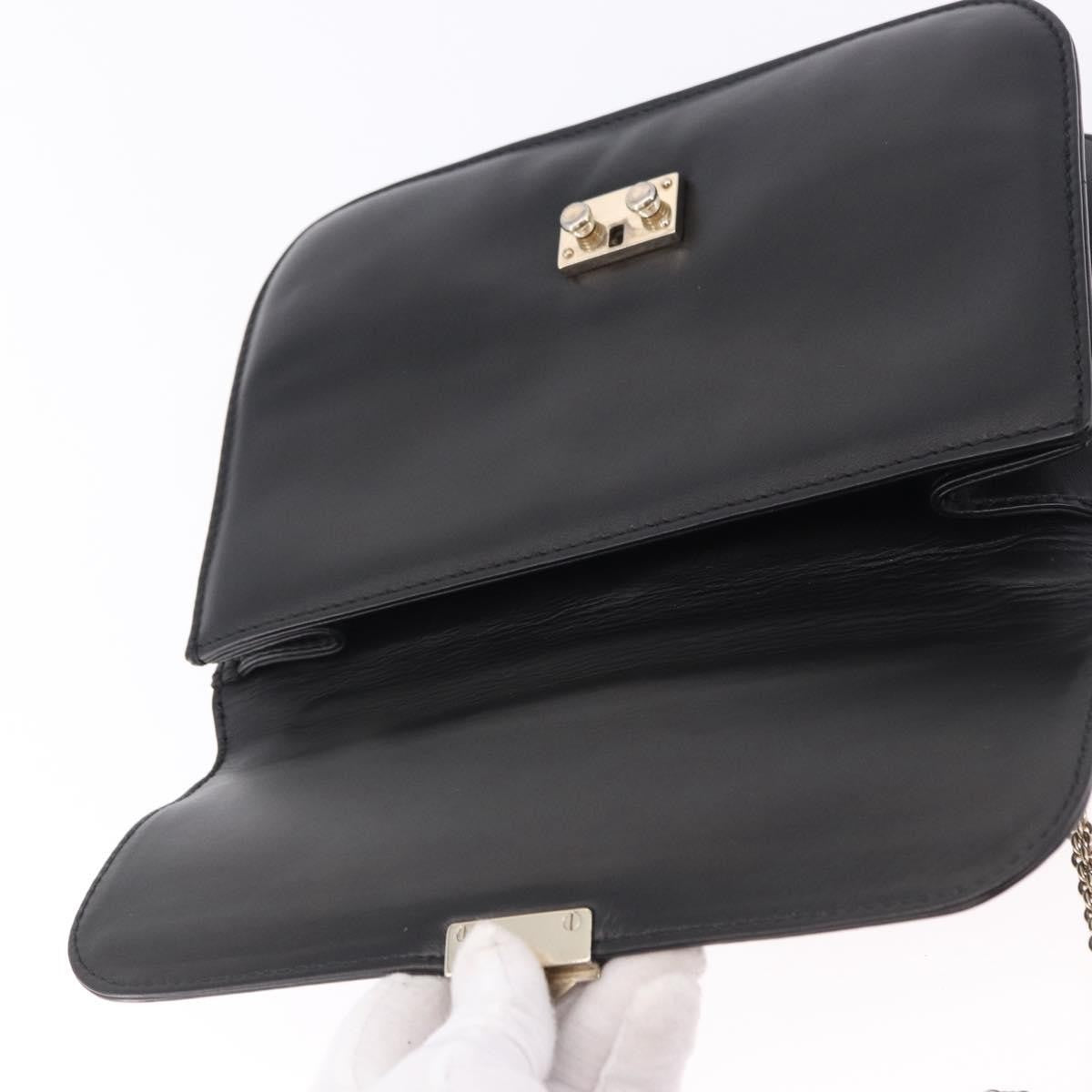 Valentino Garavani Glam Lock Leather Black Leather Shoulder Bag Bag (Pre-Owned)