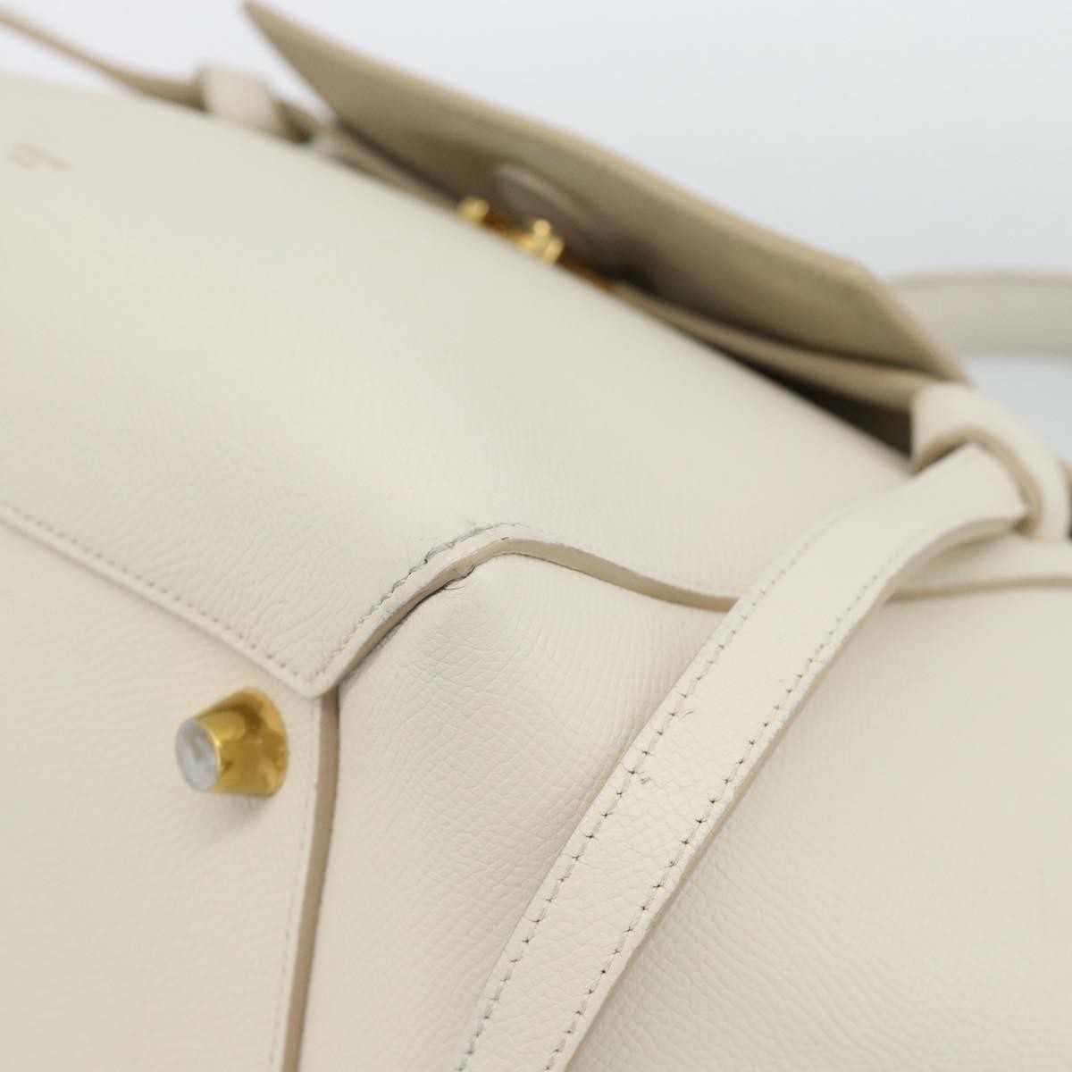 Celine Belt Textured Leather White Leather Handbag (Pre-Owned)
