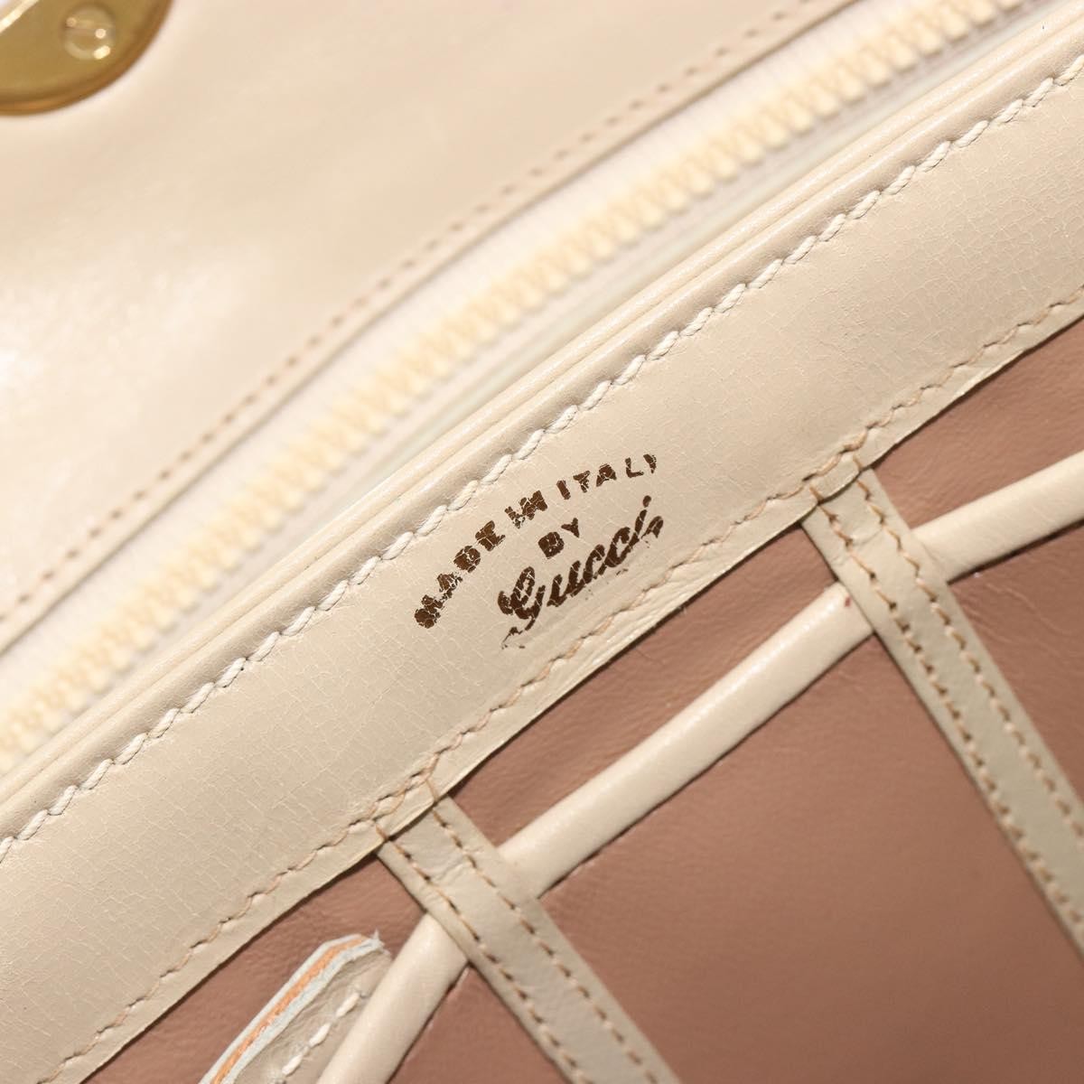 Gucci Vintage Convertible Box Leather Beige Leather Handbag (Pre-Owned)