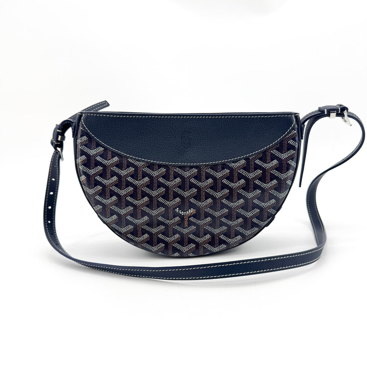 Goyard Hirondelle Coated Canvas And Leather Navy Canvas Shoulder Bag Bag (Pre-Owned)