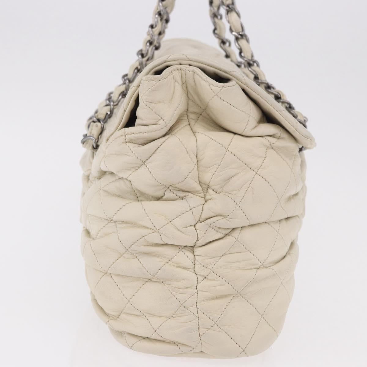 Chanel Sharpei Frame Quilted Leather Beige Leather Tote Bag Bag (Pre-Owned)