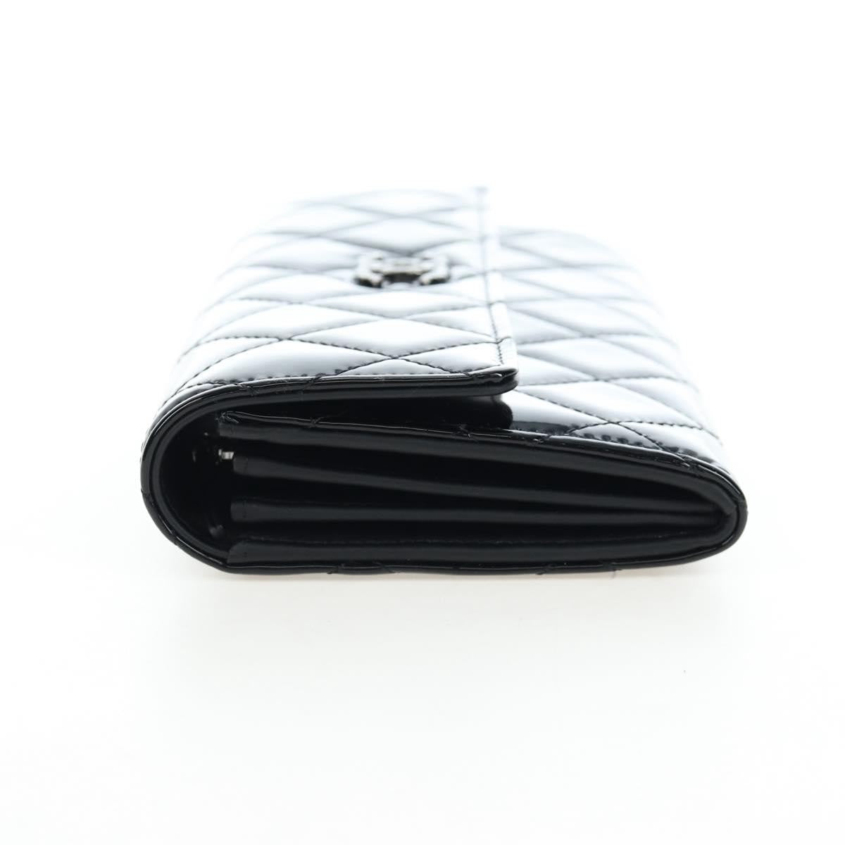 Chanel Cc French Flap Quilted Patent Leather Black Patent_Leather Wallets Accessory (Pre-Owned)