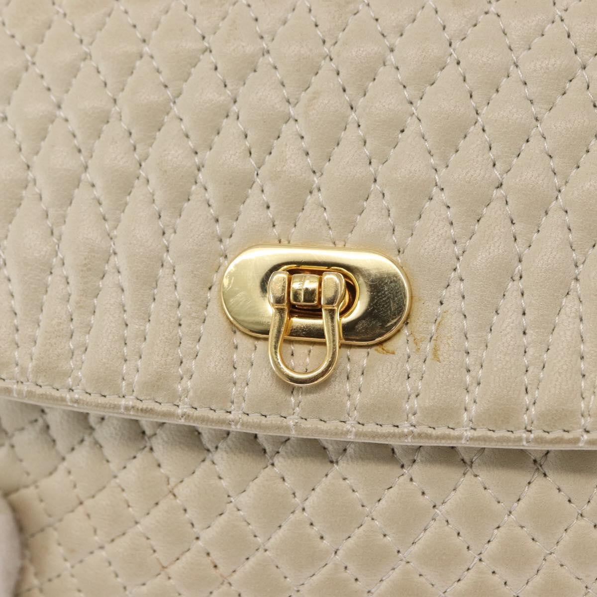 Bally Vintage Chain Quilted Leather Beige Leather Shoulder Bag Bag (Pre-Owned)