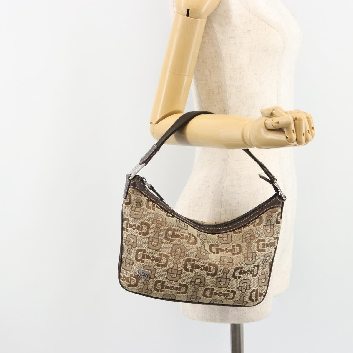 Gucci Vintage Top Handle Canvas Beige Canvas Handbag (Pre-Owned)