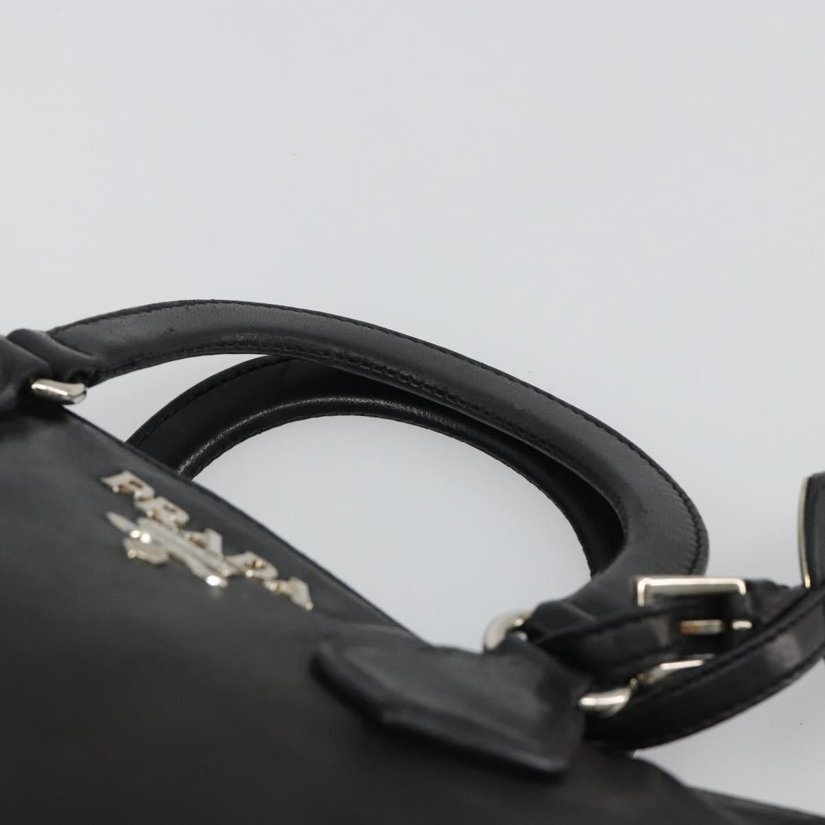 Prada Vitello Daino Convertible Tote Vitello Daino Black Leather Handbag (Pre-Owned)