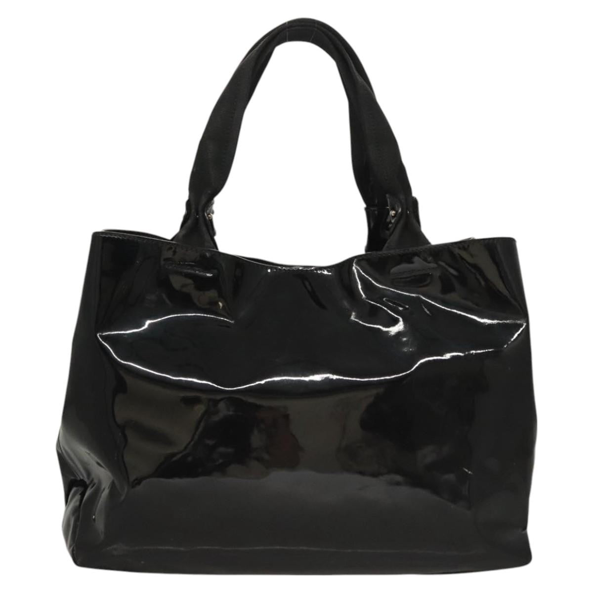 Salvatore Ferragamo Vala Patent Leather Black Patent_Leather Handbag (Pre-Owned)