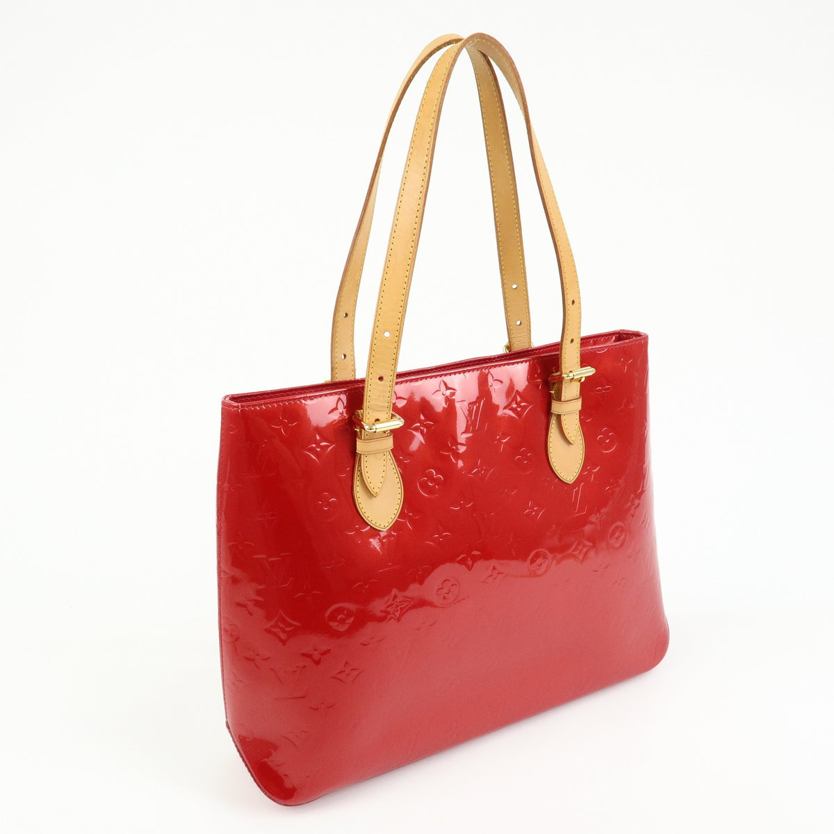 Louis Vuitton Brentwood Monogram Vernis Red Patent_Leather Handbag (Pre-Owned)