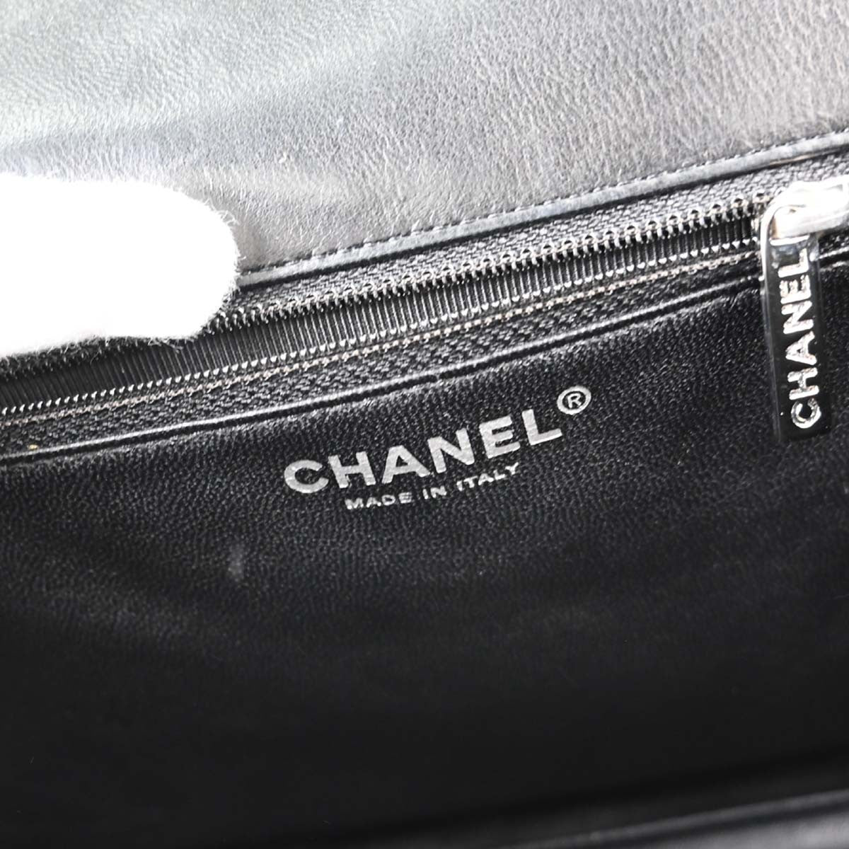 Chanel Vintage Classic Top Handle Flap Quilted Lambskin Black Leather Handbag (Pre-Owned)