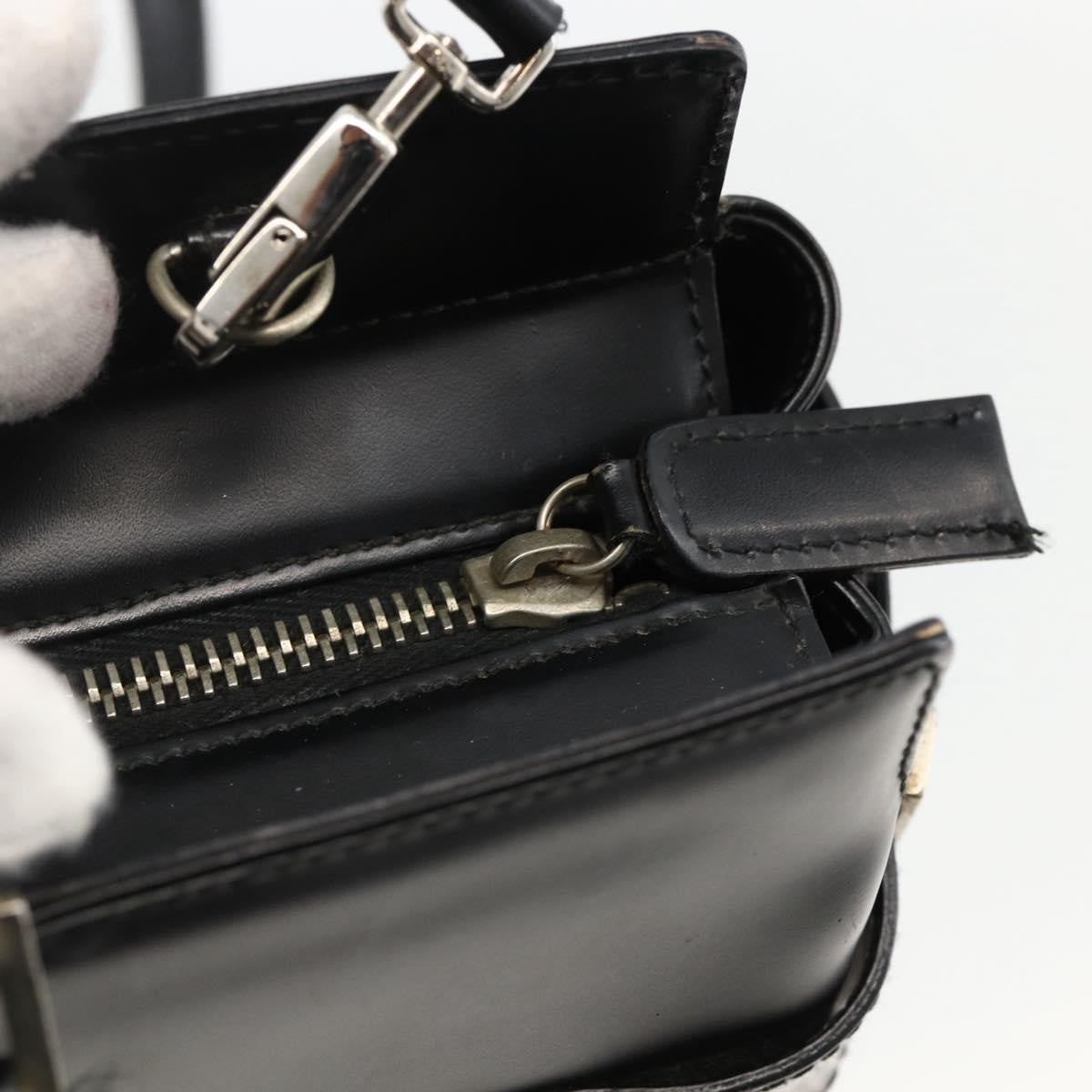 Salvatore Ferragamo Double Gancini Side Buckle Tote Leather Black Leather Handbag (Pre-Owned)