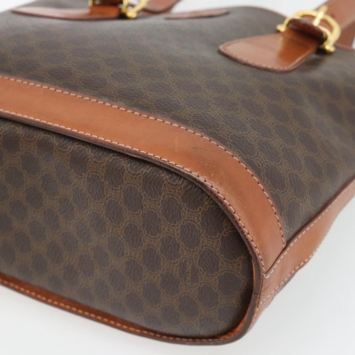 Celine Vintage Macadam Canvas And Leather Brown Canvas Tote Bag Bag (Pre-Owned)