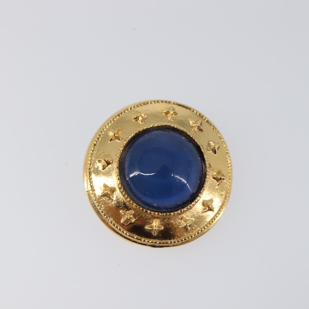 Chanel Vintage Cc Round Clip-On Metal With Gripoix Gold Metal Earrings Jewelry (Pre-Owned)