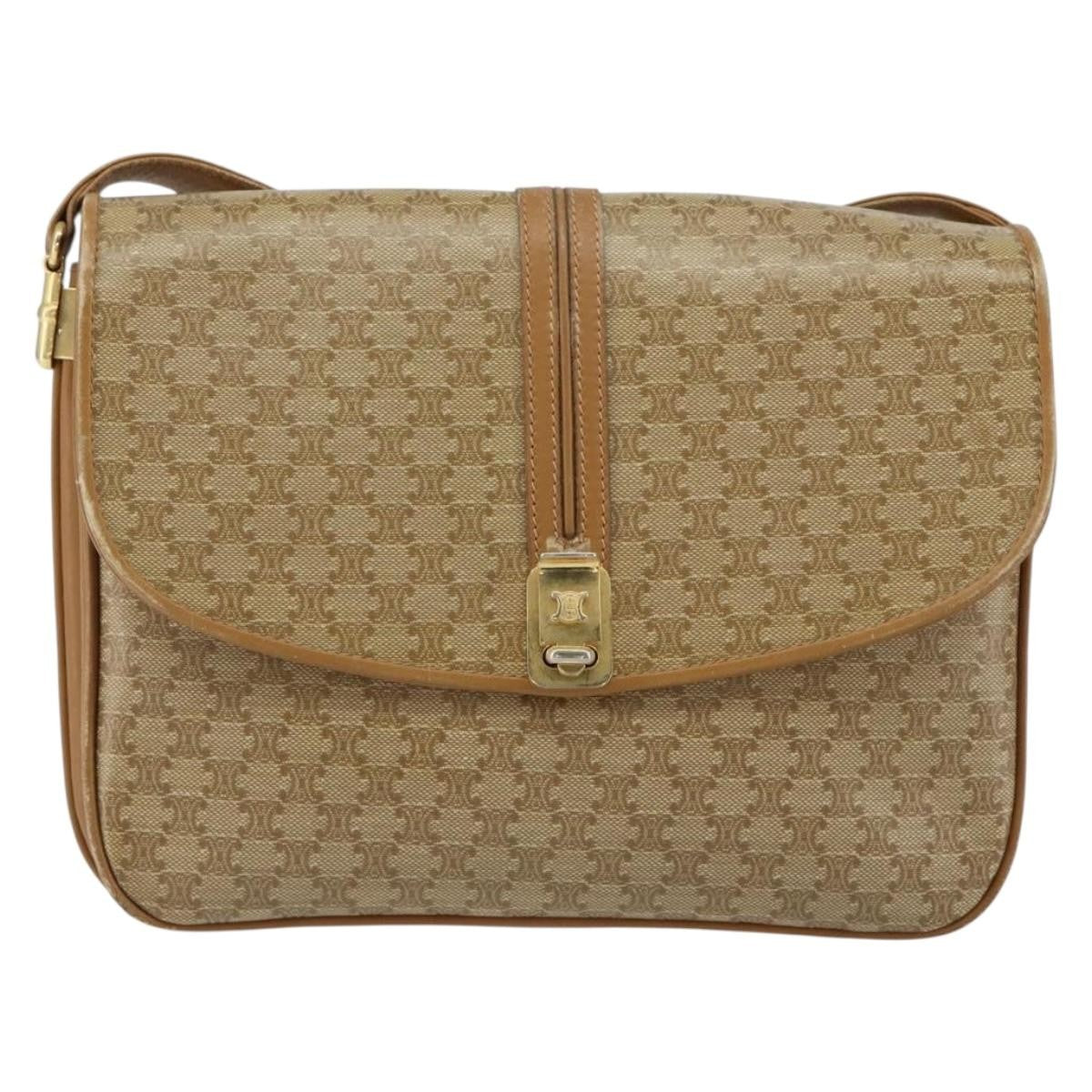 Celine Macadam Shoulder Canvas Beige Canvas Shoulder Bag Bag (Pre-Owned)
